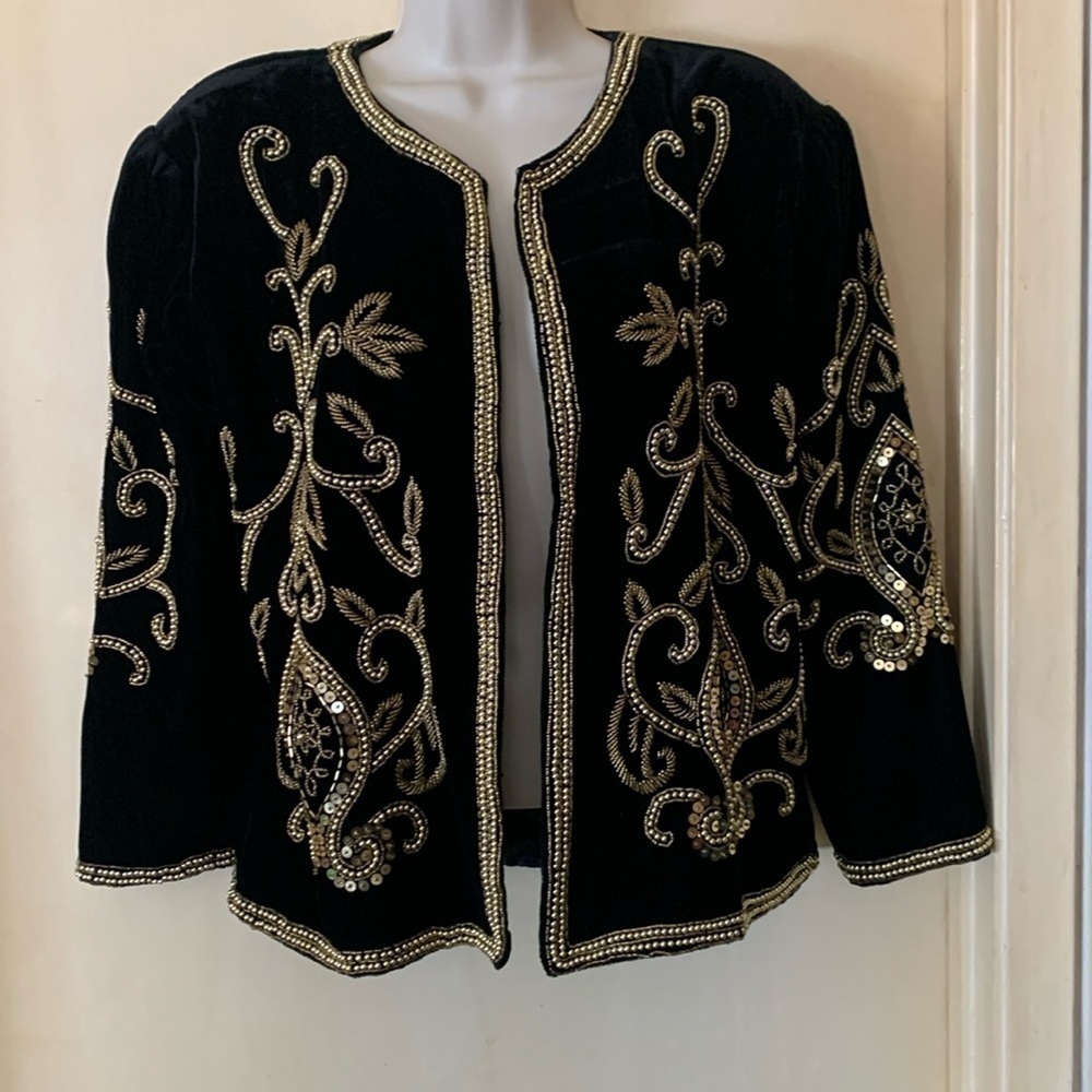 Heaven black sequin and beaded jacket size M